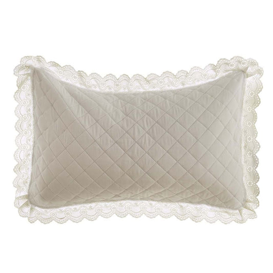 Blanc Mariclo coppia copriguanciali con gala serie Estate di Sangallo colore beige