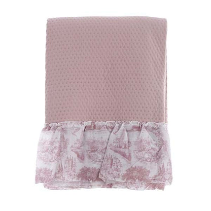 Blanc Mariclo trapuntina matrimoniale con balza Toile de Jouy colore rosa