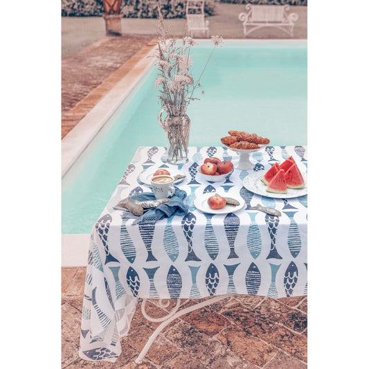 Tovaglia 140x270 cm variante pesci, Blanc Mariclò