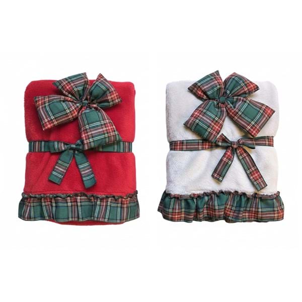 Plaid coperta con fiocco e volant Blanc Mariclo'