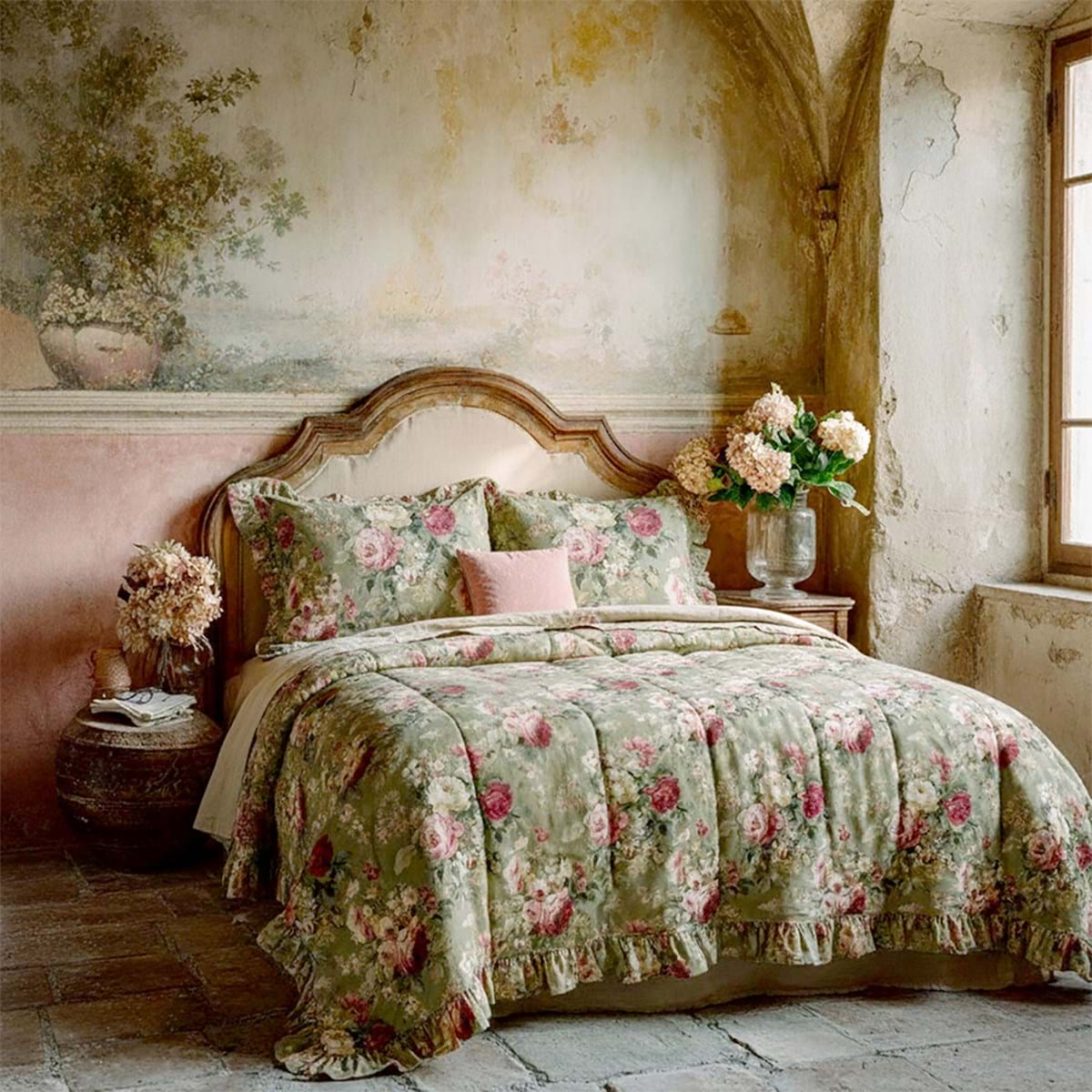 Trapunta matrimoniale con 2 copriguanciali Blanc Mariclò 300 gsm Verde