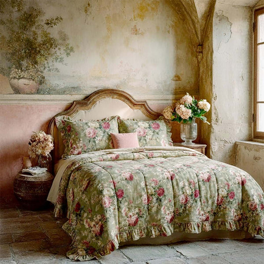 Trapunta matrimoniale con 2 copriguanciali Blanc Mariclò 300 gsm Verde