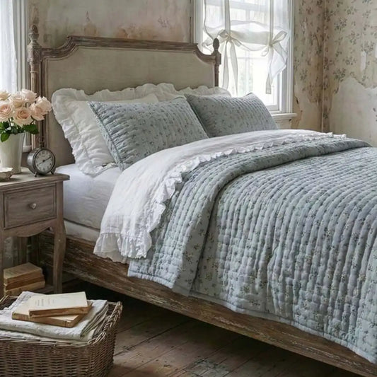 Blanc Mariclò Trapunta Hiver Fleuri con 2 Federe 260×260 cm