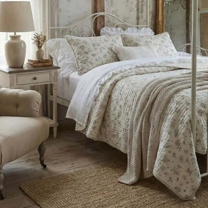 Trapunta fantasia matrimoniale 330GSM Blanc Mariclo'serie Hiver Fleuri