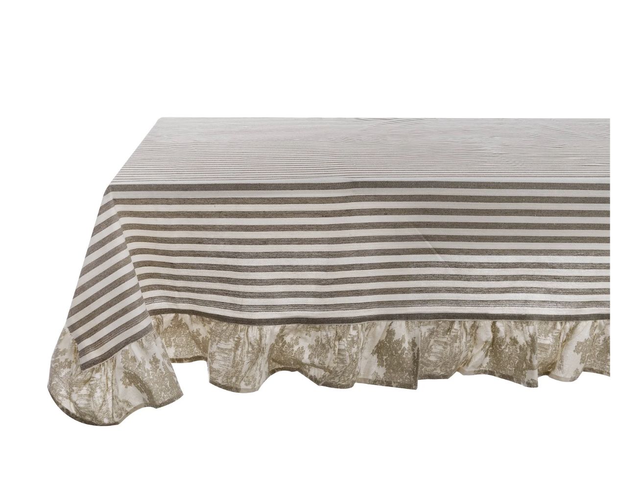 Blanc Mariclò Tovaglia rettangolare misto cotone beige con gala 160x290 cm