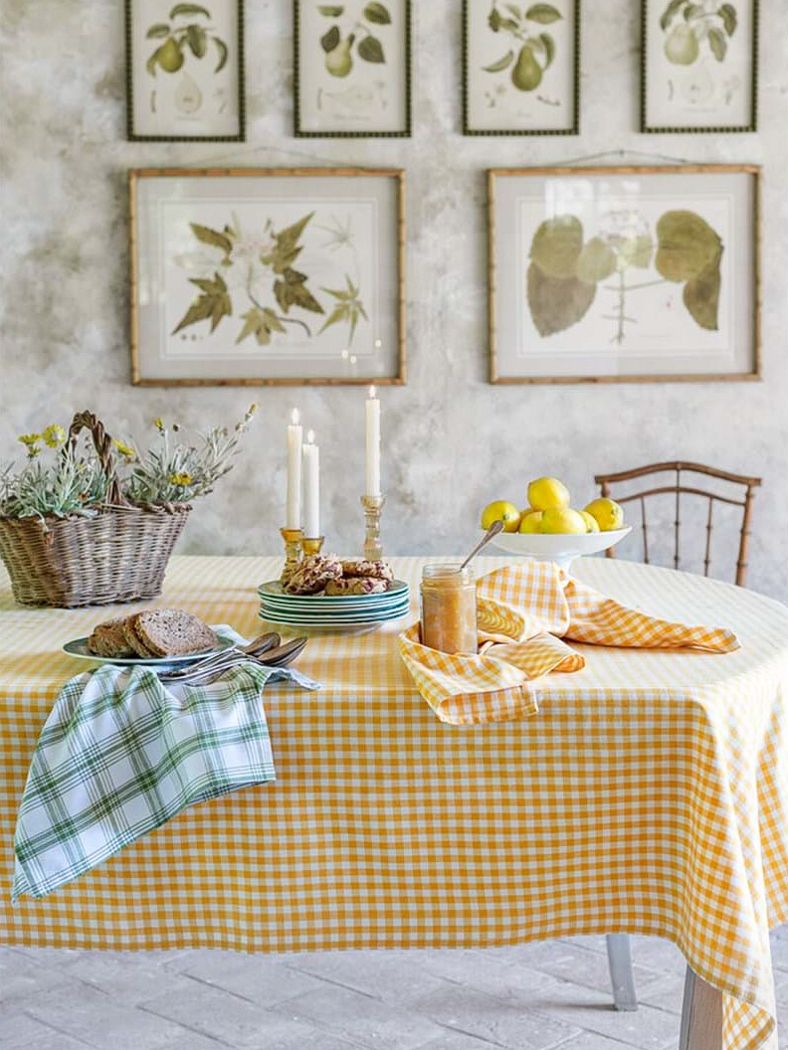 Blanc Mariclo tovaglia serie Osteria Chic variante vichy giallo cm.140x270