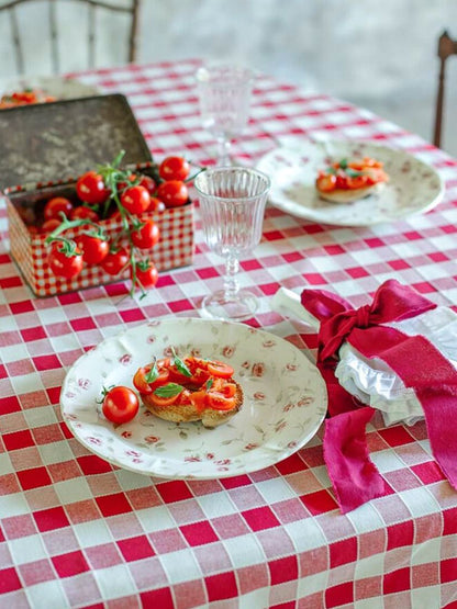Blanc Mariclo tovaglia serie Osteria Chic variante vichy rosso cm.140x270
