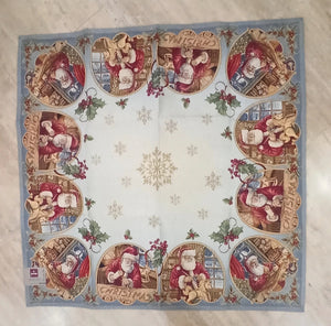 Tovaglia Santa Claus Gobelin Jacquard, Lurex Gold, 100x100 cm