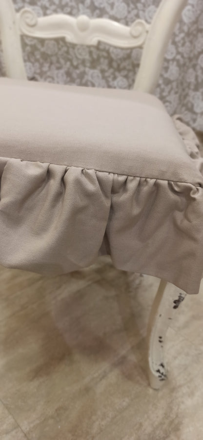 Cuscino sedia con volant colore beige made in Italy