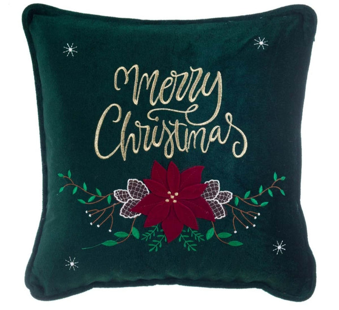 Blanc MariClo Federa cuscino  natalizio verde con agrifoglio 45x45 cm