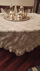 Tovaglia pizzo con gala Blanc Mariclo Romantic Lace 180×300 cm Avorio