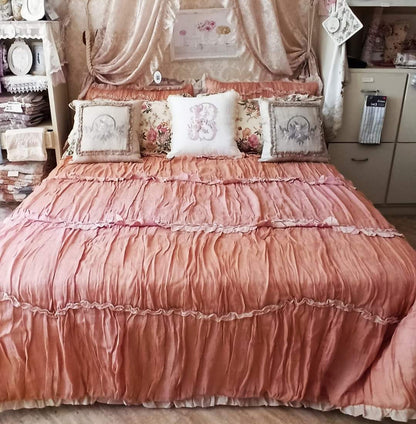 Trapuntina Matrimoniale  Shabby Chic in Lino Blanc Mariclo' Serie Sentimento