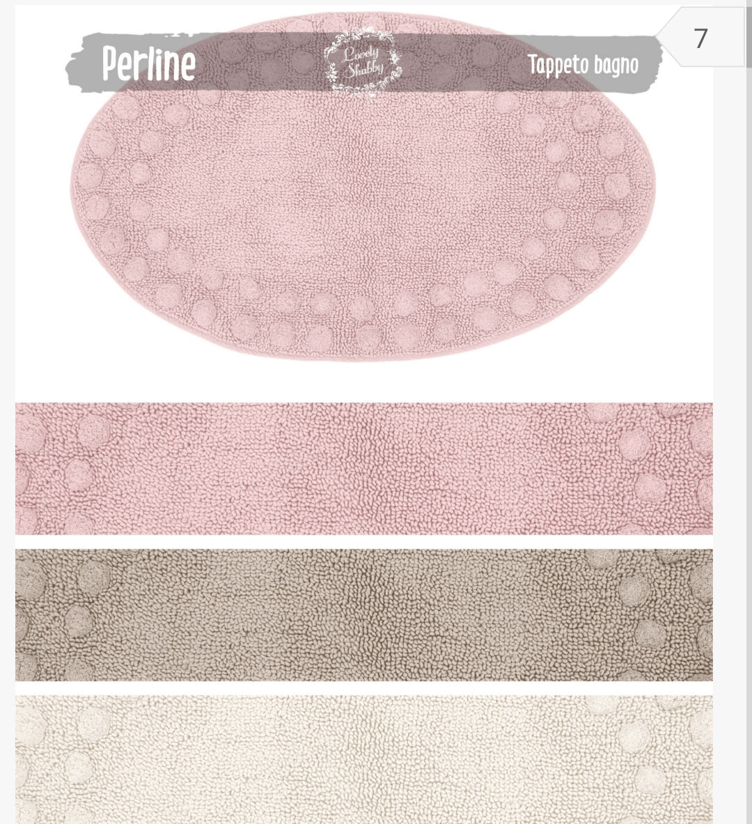 Tappeto Ovale Bagno Camera Shabby Chic Serie Perline 60x110cm.