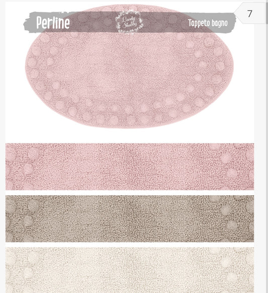 Tappeto Ovale Bagno Camera Shabby Chic Serie Perline 60x110cm.