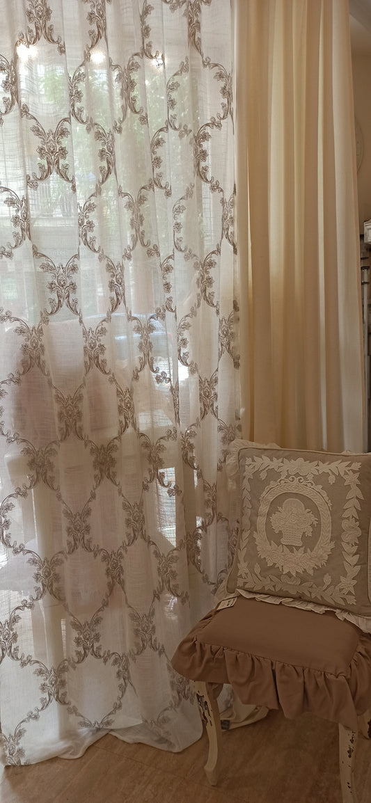Coppia tende  Blanc Mariclo' Natural View Collection 140x290cm. avorio
