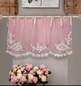 Mantovana in cotone con rose applicate L'Atelier17 serie Baba' shabby chic