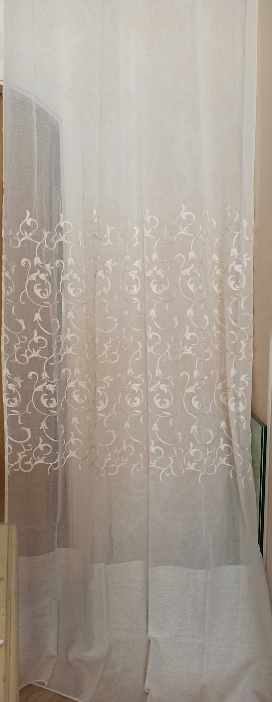 Tenda in poliestere ricamata 140x290 cm. Avorio