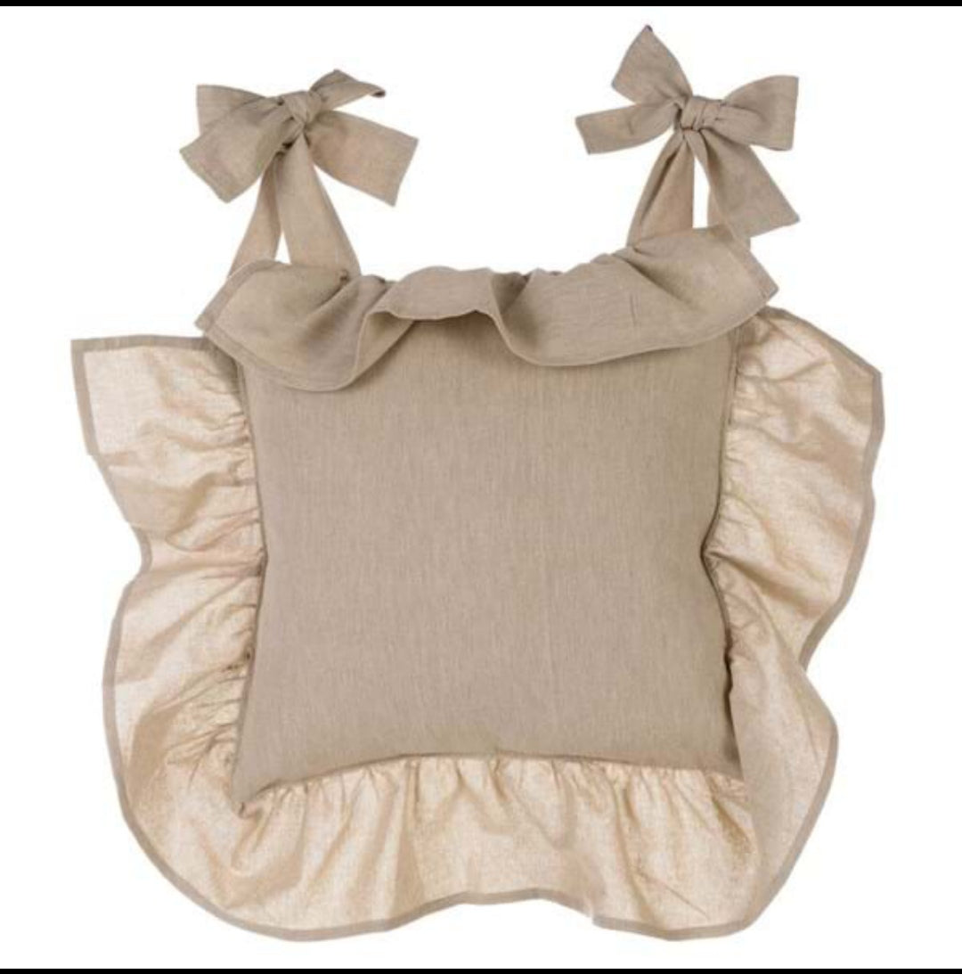Copricuscino sedia con volant cotone beige 40x40cm+10 BLANC MARICLO'.