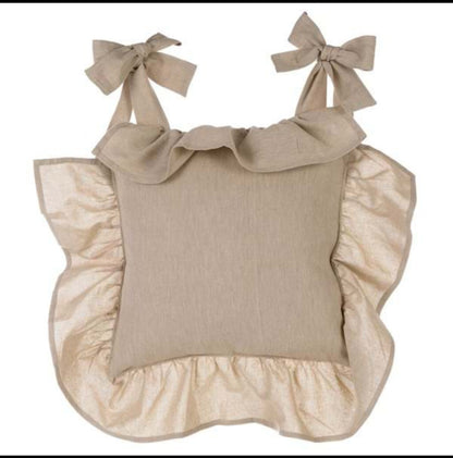 Copricuscino sedia con volant cotone beige 40x40cm+10 BLANC MARICLO'.