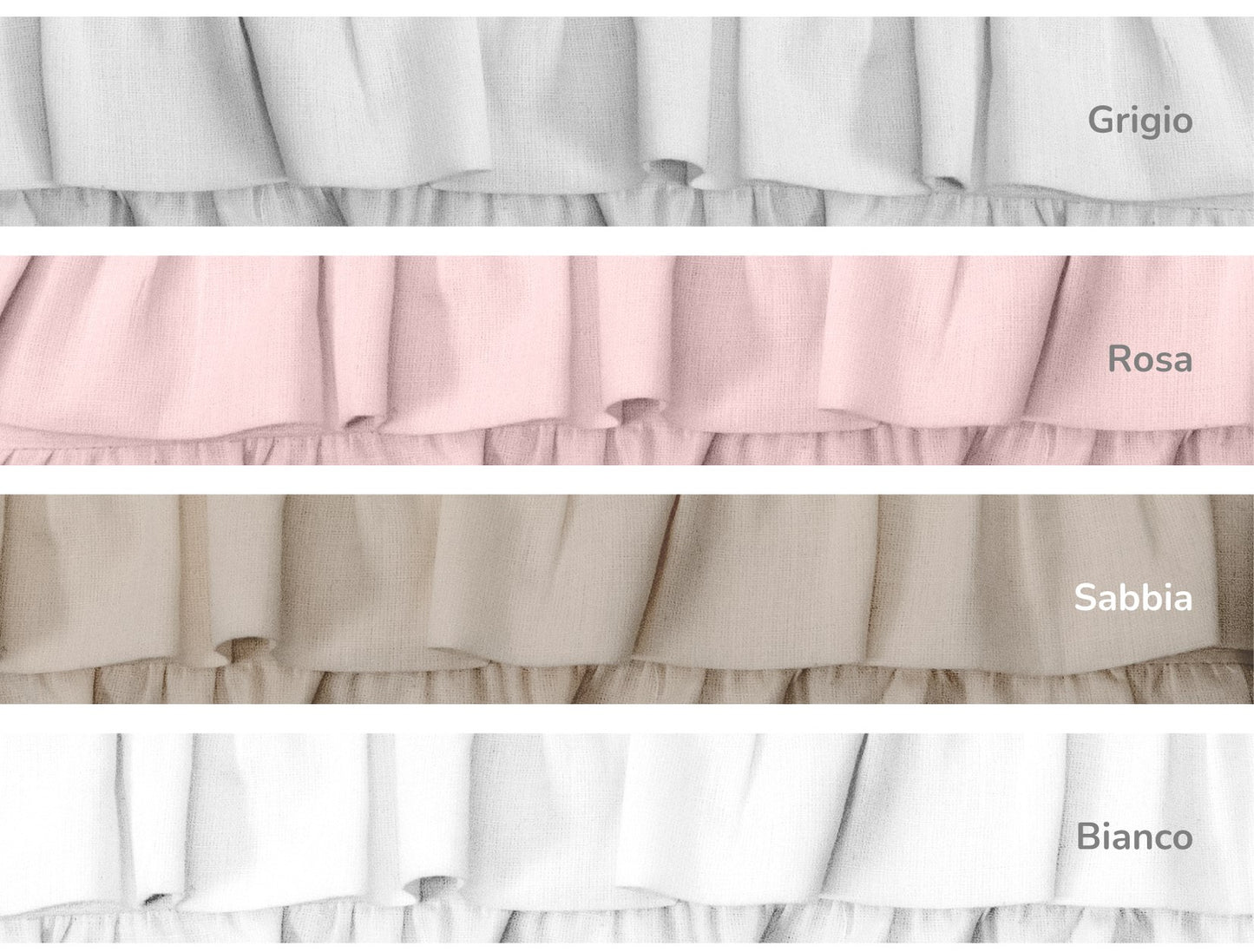 Completo lenzuola in cotone matrimoniale con rouche