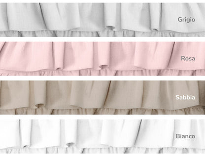 Completo lenzuola in cotone matrimoniale con rouche