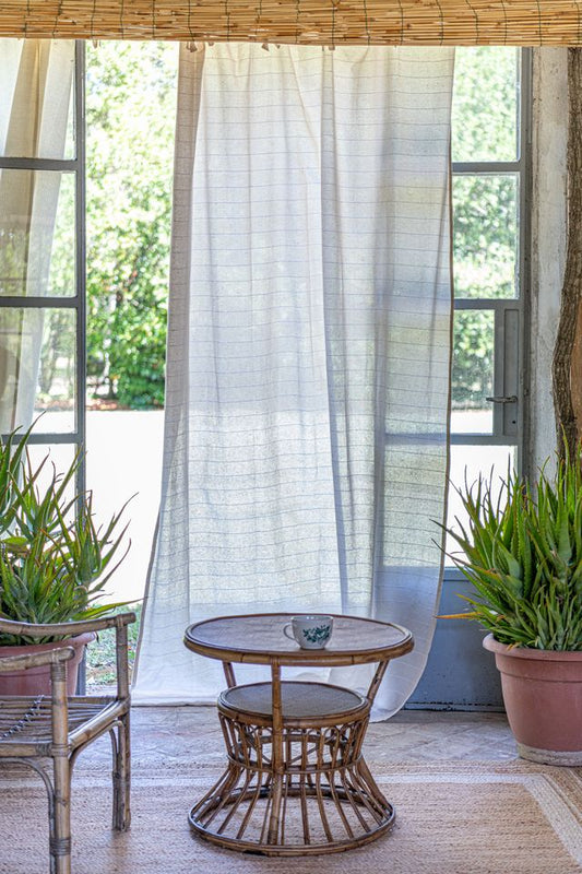 Coppia 2 Tende con lacci Blanc Mariclo Righe di Cotone 150x290 cm Naturale
