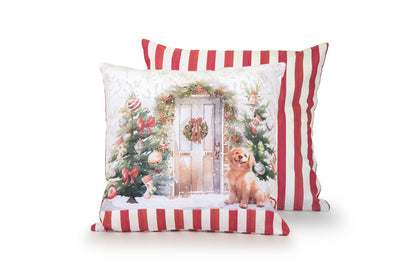 Cuscino arredo cotone stampato “Christmas Day” con imbottitura