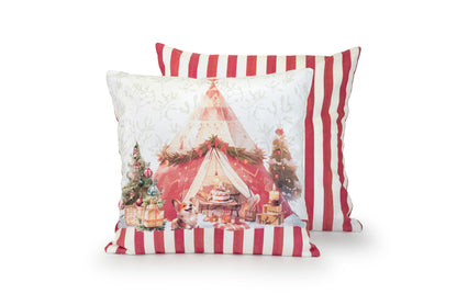 Cuscino arredo cotone stampato “Christmas Day” con imbottitura