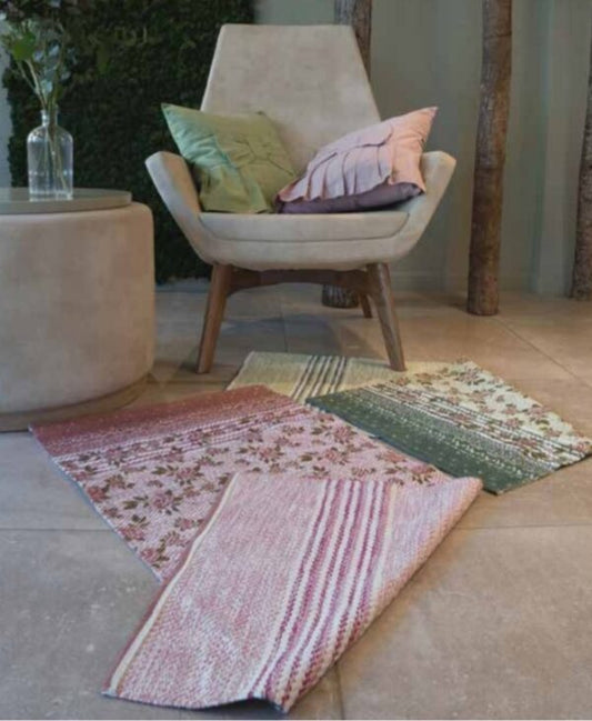 Tappeto fiori e righe double face L'Atelier17 serie B-Side