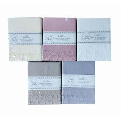 Completo lenzuola in cotone matrimoniale con rouche