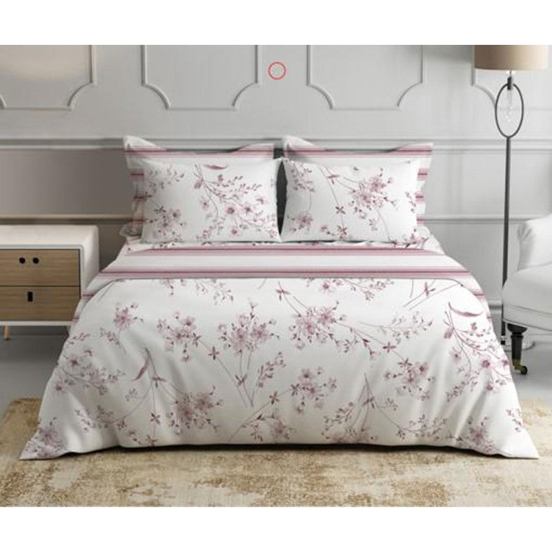 COMPLETO LENZUOLA MATRIMONIALE PERCALLE COTONE FIORELLINI ROSA