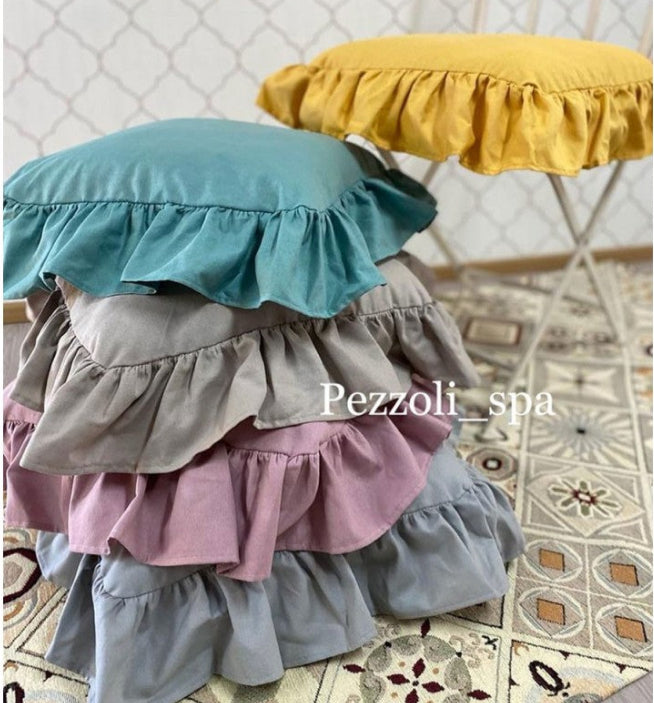 GRUPPO 4 CUSCINI SEDIA COTONE CON VOLANT 40x40cm.CON INTERNO MADE IN ITALY