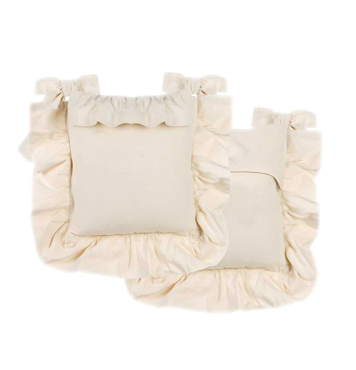 Cuscino sedia con volant avorio 40X40cm+10cm
