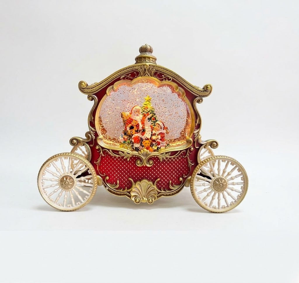 Carrozza in Resina Rossa con Luci e Musica 26 h cm - L'Arte di Nacchi