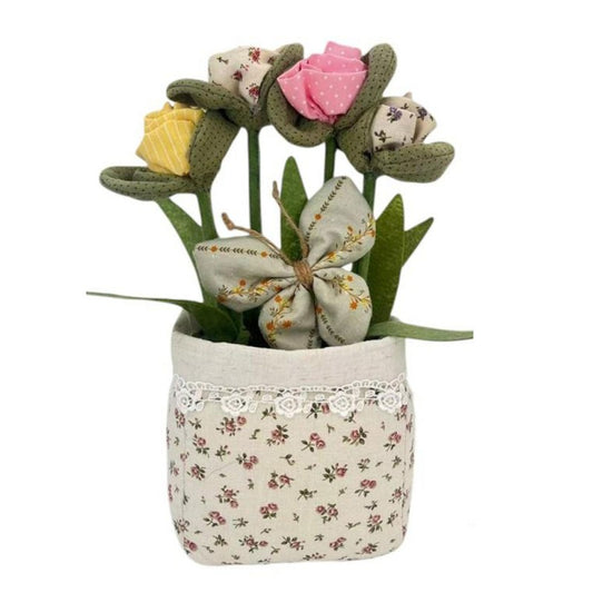 FERMAPORTA IN STOFFA MAXI VASO ROSE