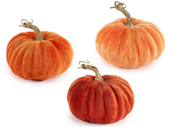Zucca artificiale rifinita in velluto 3 pezzi