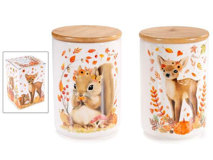 Barattolo alimentare in ceramica animaletti del bosco