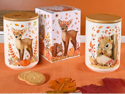 Barattolo alimentare in ceramica animaletti del bosco