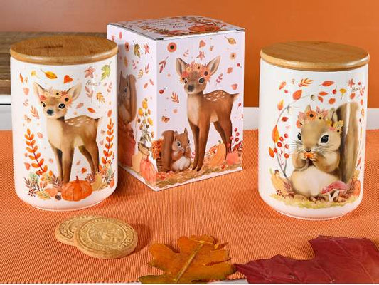 Barattolo alimentare in ceramica animaletti del bosco