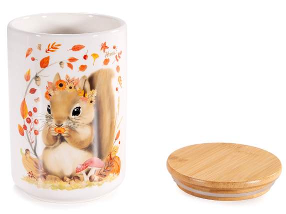 Barattolo alimentare in ceramica animaletti del bosco