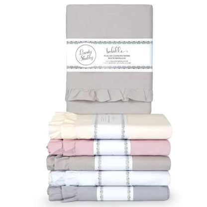 Completo lenzuola in cotone matrimoniale con rouche
