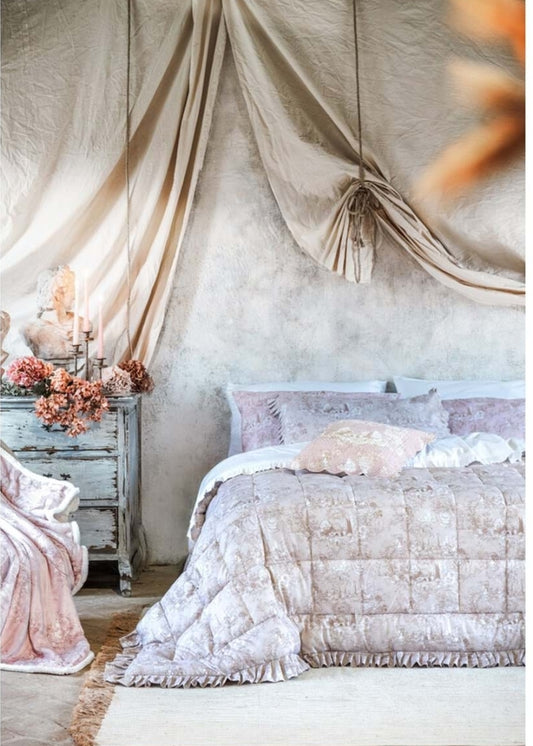 Trapunta matrimoniale Blanc Mariclo' Toile du Borgo col. Beige 260x260cm.