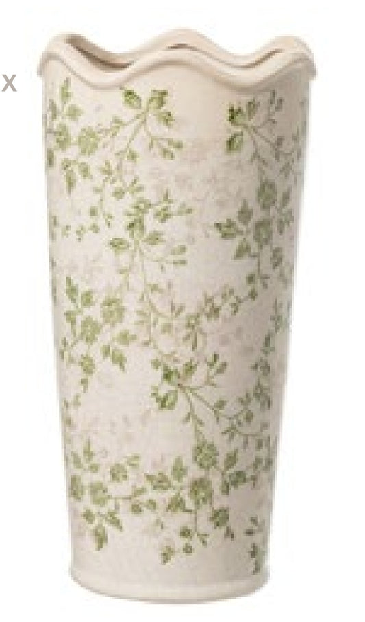 Vaso decorato con foglie verdi D16x H31 - L'arte di nacchi