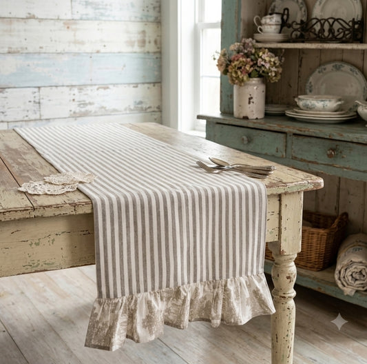 Blanc Mariclò Runner da cucina in misto cotone beige con gala 45x160 cm