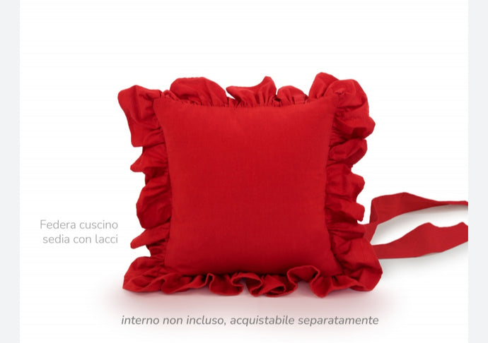 Copricuscino sedia con volant in cotone colore Rosso 40X40cm Lovely shabby