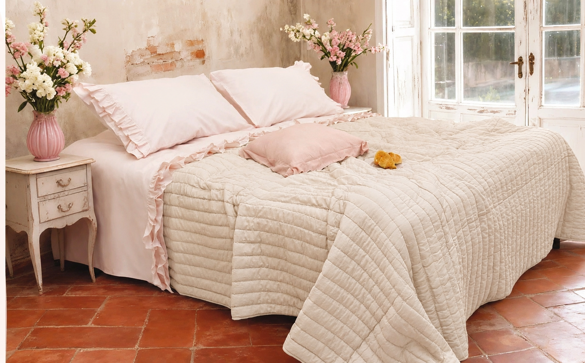 Trapuntina matrimoniale l'Atelier17 serie Loop colore beige