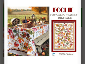 Tovaglia foglie in cotone per 6 posti