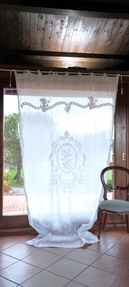 Tenda Galatea puro lino bianco 150x290