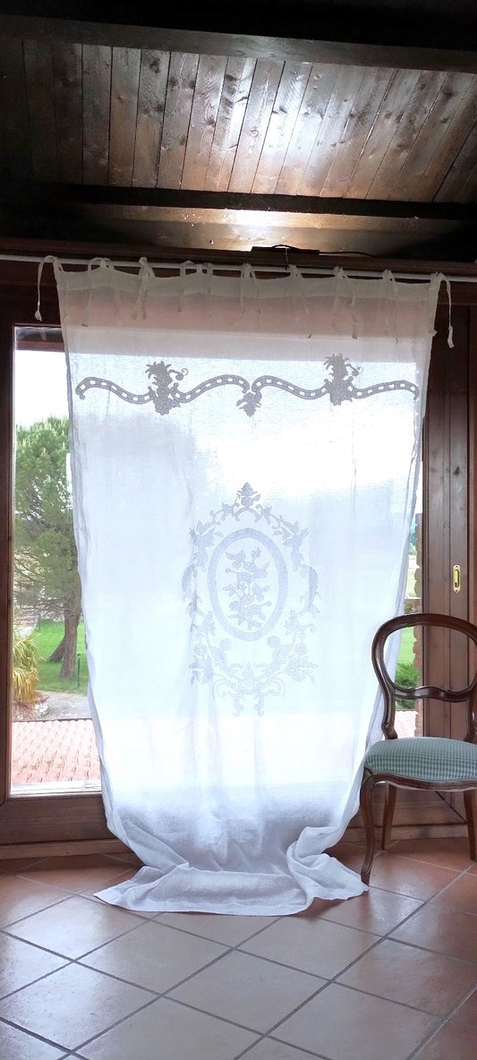 Tenda Galatea puro lino bianco 150x290