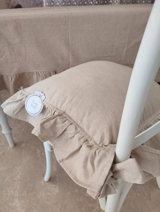 Cuscino sedia con volant beige 40X40cm+10cm